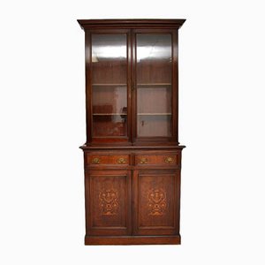 Antique Victorian Inlaid 2-Section Bookcase
