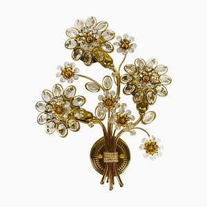 Floral Crystal Glass Sconce from Palwa, Germany, 1960s