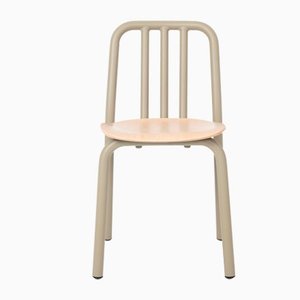 Olive Grey Tube Chair with Oak Seat by Eugeni Quitllet for Mobles 114