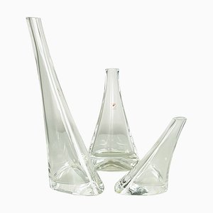 Crystal Vases by Angelo Mangiarotti for Cristalleria Colle, 1980s, Set of 3