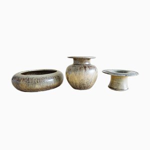 Keramik Vase, Kerzenhalter und Schale von Pfeiffer Gerhard, 3er Set