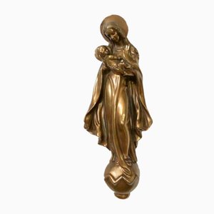 Art Deco Brass Wall Sculpture, Maria with Child
