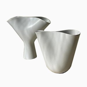 Vases Veckla en Céramique par Stig Lindberg pour Gustavsberg, 1950s, Set de 2