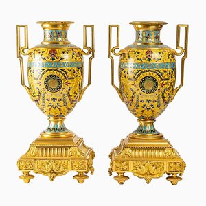 Pompeian Decorated Vases, Set of 2