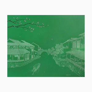 Pintura china contemporánea de Jia Yuan-Hua, Xitang Water Town, 2015