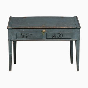 19th-Century Swedish Blue Pine Writing Desk