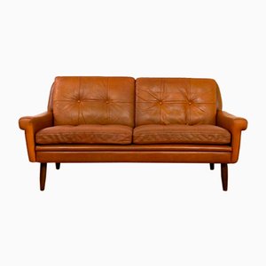 Vintage Danish Cognac Leather 2-Seater Sofa by Svend Skipper, 1964