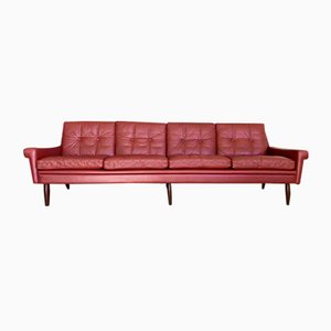 Vintage Danish Cognac Leather 4-Seater Sofa from Svend Skipper, 1960s