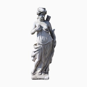 Neoclassical Stone Garden Statue, Diana Goddess of the Hunt, 1930s
