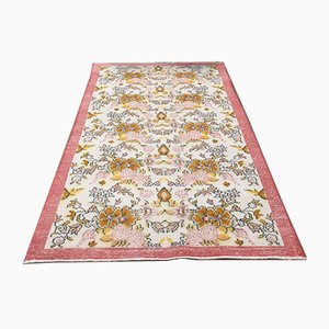 Tapis Oushak Vintage Floral en Laine Beige