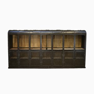 Industrial 7-Door Bookcase or Shelving Cabinet in Riveted Iron, 1900s