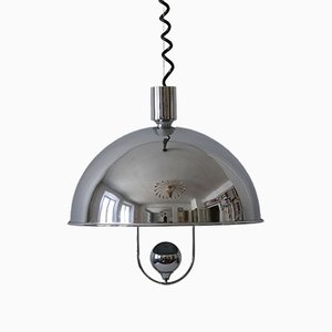 Mid-Century Modern Nickel-Plated Brass Pendant Lamp by Florian Schulz, 1970s