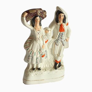 Figurine d'un Couple Écossais, Staffordshire, 19ème Siècle