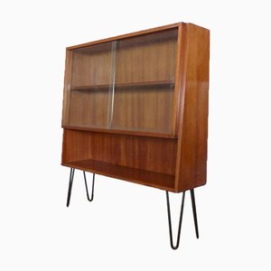 Vitrine Vintage avec Étagère et Portes Coulissantes en Verre