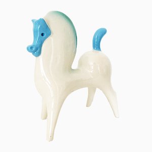 Cavallo vintage in ceramica bicolore di Roberto Rigon