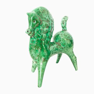 Cavallo vintage in ceramica verde di Roberto Rigon