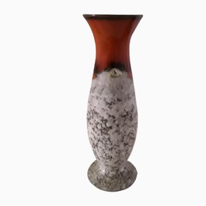 Vase Fat Lava Style 1314/25 Vintage en Céramique Orange et Grise de Übelacker Keramik, 1970s