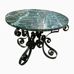 Wrought Iron Table with Marble Top