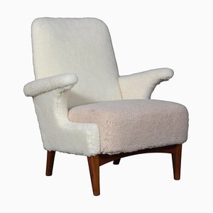 Poltrona in lana d'agnello di Fritz Hansen, anni '50