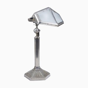 Lámpara francesa Art Déco ajustable de níquel y latón, años 20