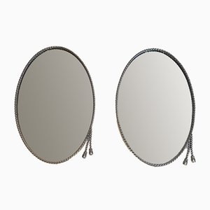 Oval Silvered Mirrors Attributed to Maison Bagués, Set of 2