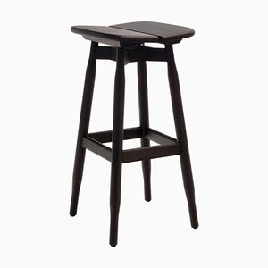High Black Stained Oak Dom Stool by Marcos Zanuso Jr
