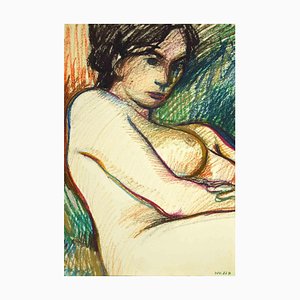 Leo Guida, desnudo reclinado, dibujo, años 70