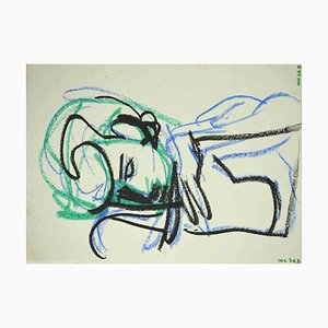 Leo Guida, desnudo reclinado, dibujo, años 70