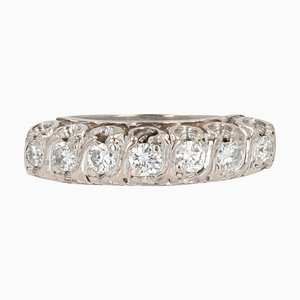 Bague Jarretière en Argent avec Diamants Taille Brillant, 20ème Siècle