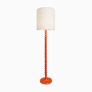 Orange Glazed Ceramic Floor Lamp, 1970s