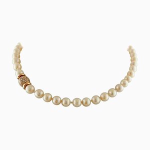 South Sea Pearl & Diamond 18k Yellow Gold Beaded Necklace