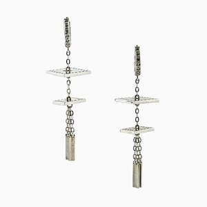 Handcrafted Diamond and 18K White Gold Earrings, Set of 2