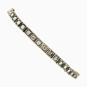 Handcrafted 3.22 Carat Diamonds, 9 Karat Rose Gold and Silver Tennis Bracelet