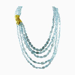 Collier Multi-rangs Artisanal avec Cristal de Roche 257 G et Fermoir en Or Jaune 18 Carats