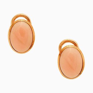 Coral and 18K Yellow Gold Stud Earrings, Set of 2