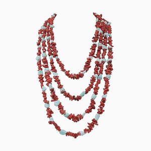 Coral and Turquoise Multi-Strands Necklace