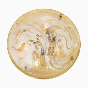 Large Brass and Murano Flush Mount by Hillebrand for Hillebrand Lighting, Germany, 1970s