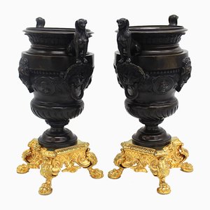 19th Century Napoleon III Bronze Vases, Set of 2