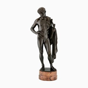 Orpheus, Antique Bronze Sculpture of a Male Nude with Lyre and Cape, Prof. George Mattes, 1900