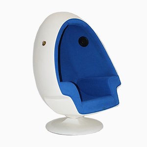 Chaise Egg Space Age Vintage Bleue et Blanche, 1970s