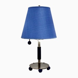 Lámpara de mesa Art Déco de cromo en azul, años 30