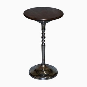 Vintage Chrome-Plated Side Table with Solid Oak Top and Base