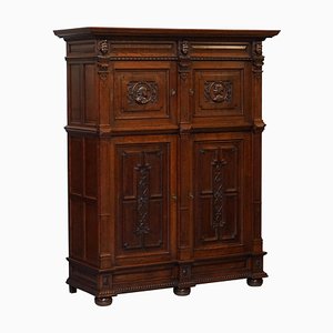 Dutch Ornately Hand Carved Cupboard, 1940s