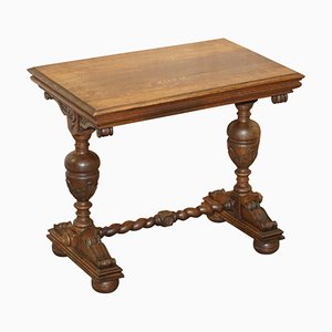 Dutch Hand-Carved Solid Oak Side Table