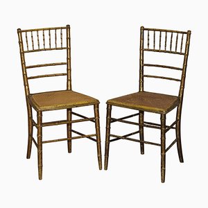 Sedie Bergere Regency in legno dorato, set di 2