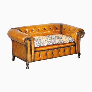 Viktorianisches Chesterfield Sofa aus handgefärbtem Leder
