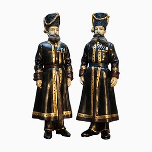 Estatuas de guardaespaldas Kamer-Kazak rusas de Faberge, 1912. Juego de 2