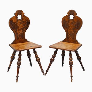 Chaises de Salle de Poker Victoriennes avec Dossiers de Lion Armorial, Set de 2