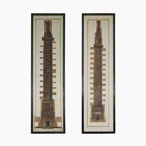 Pilares de columna romana y Trajan italianos altos. Juego de 2