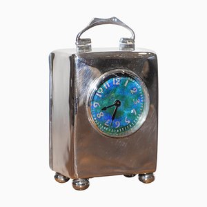 Sterling Silver & Enamel Miniature Carriage Clock by Archibald Knox for Liberty, 1911